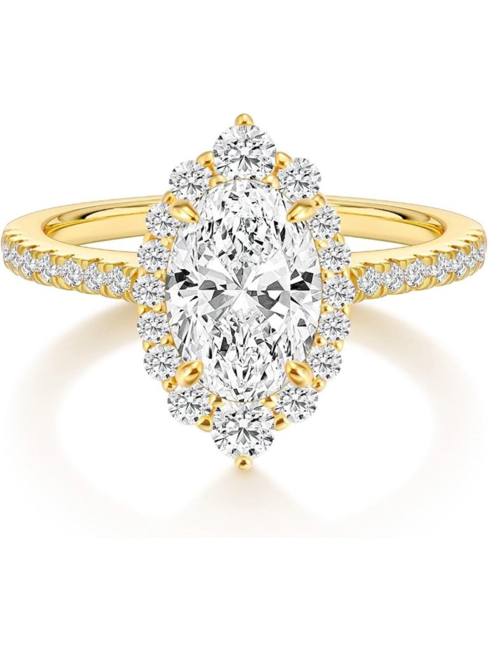 Stunning 3CT Oval Cut CZ Halo Engagement Ring & Wedding Band for Women